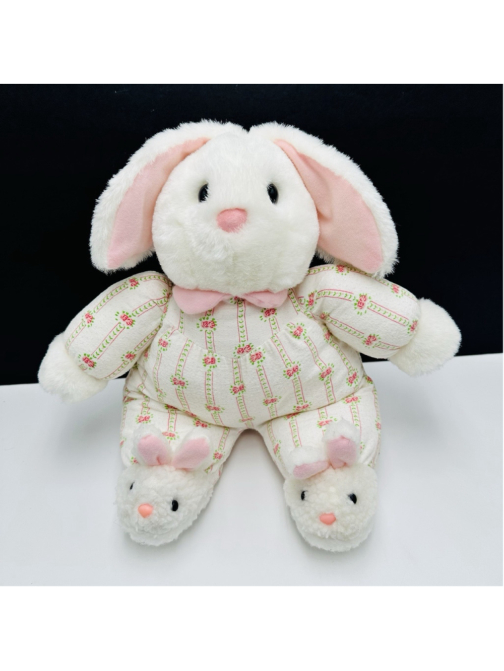 TB Trading Bunny Rabbit Flannel Jammies Body w/ Bunny Slippers Plush 14” Read